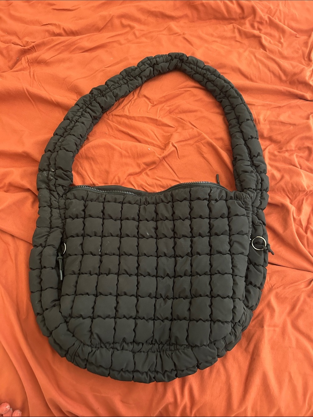 Quilted Puffer Shoulder Bag in Black